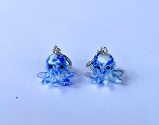 Blue Octopus Earrings